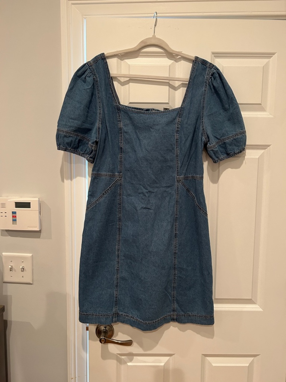 Joie Denim Puff-Sleeve Mini Dress - Blue